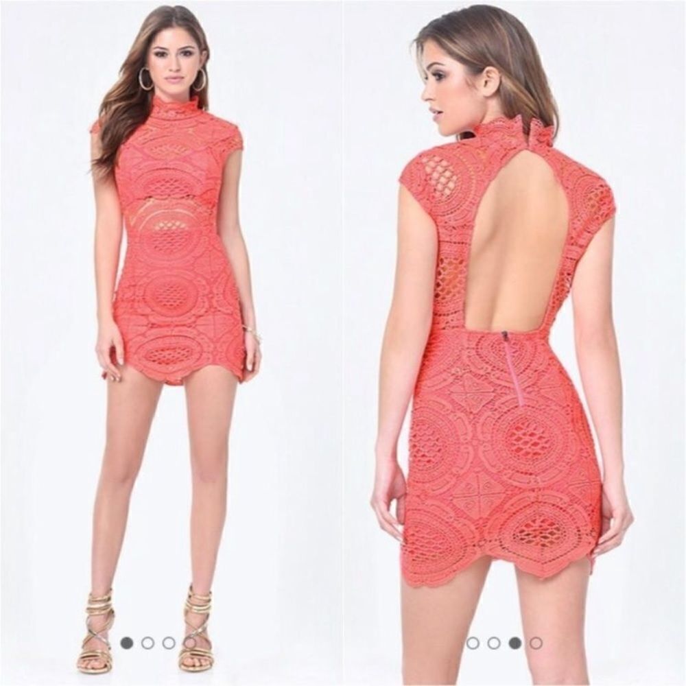 Bebe Crochet Lace Dress Feminine Contemporary Feminine Resort Cruise Event